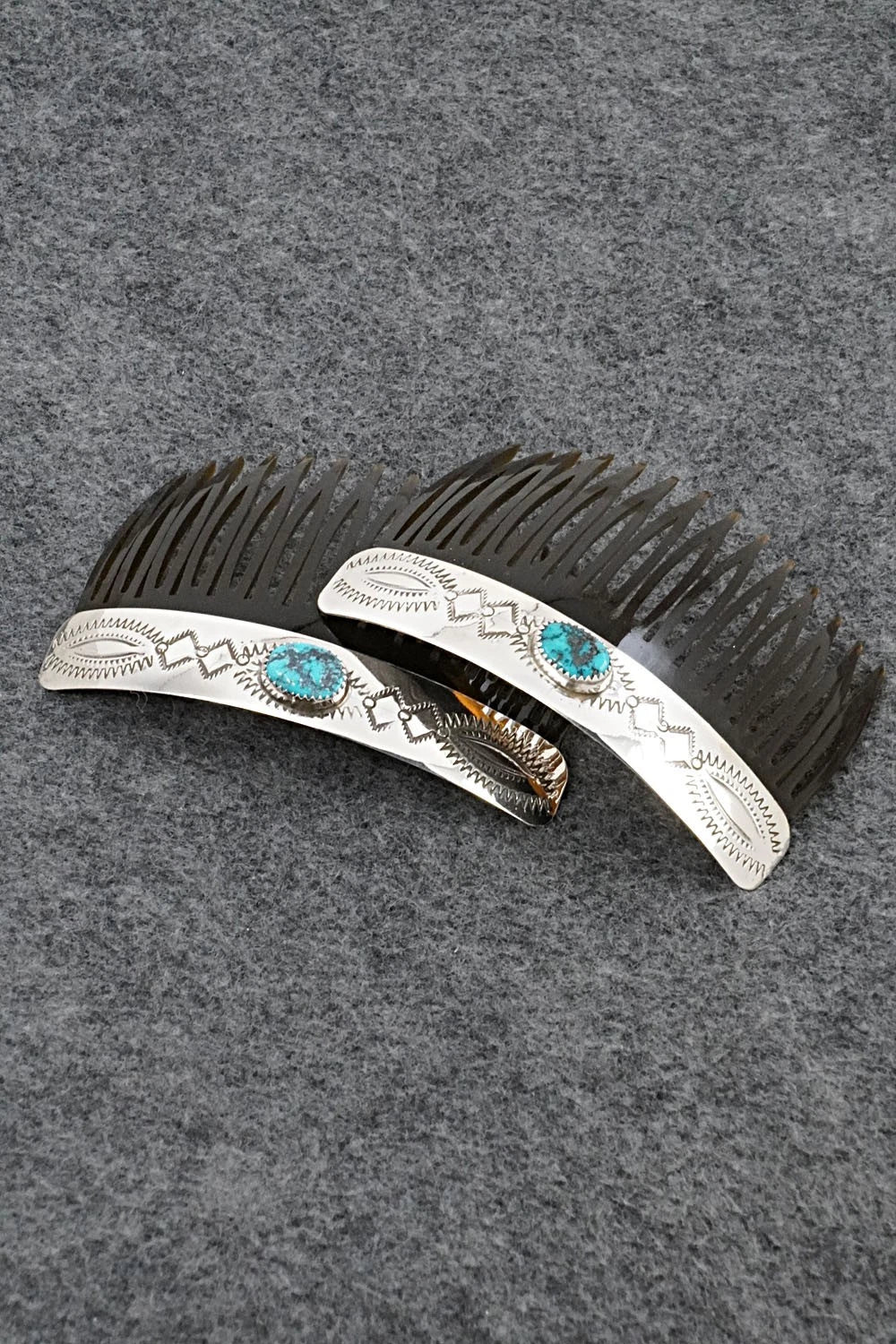Turquoise & Sterling Silver Hair Combs - Joann Silver