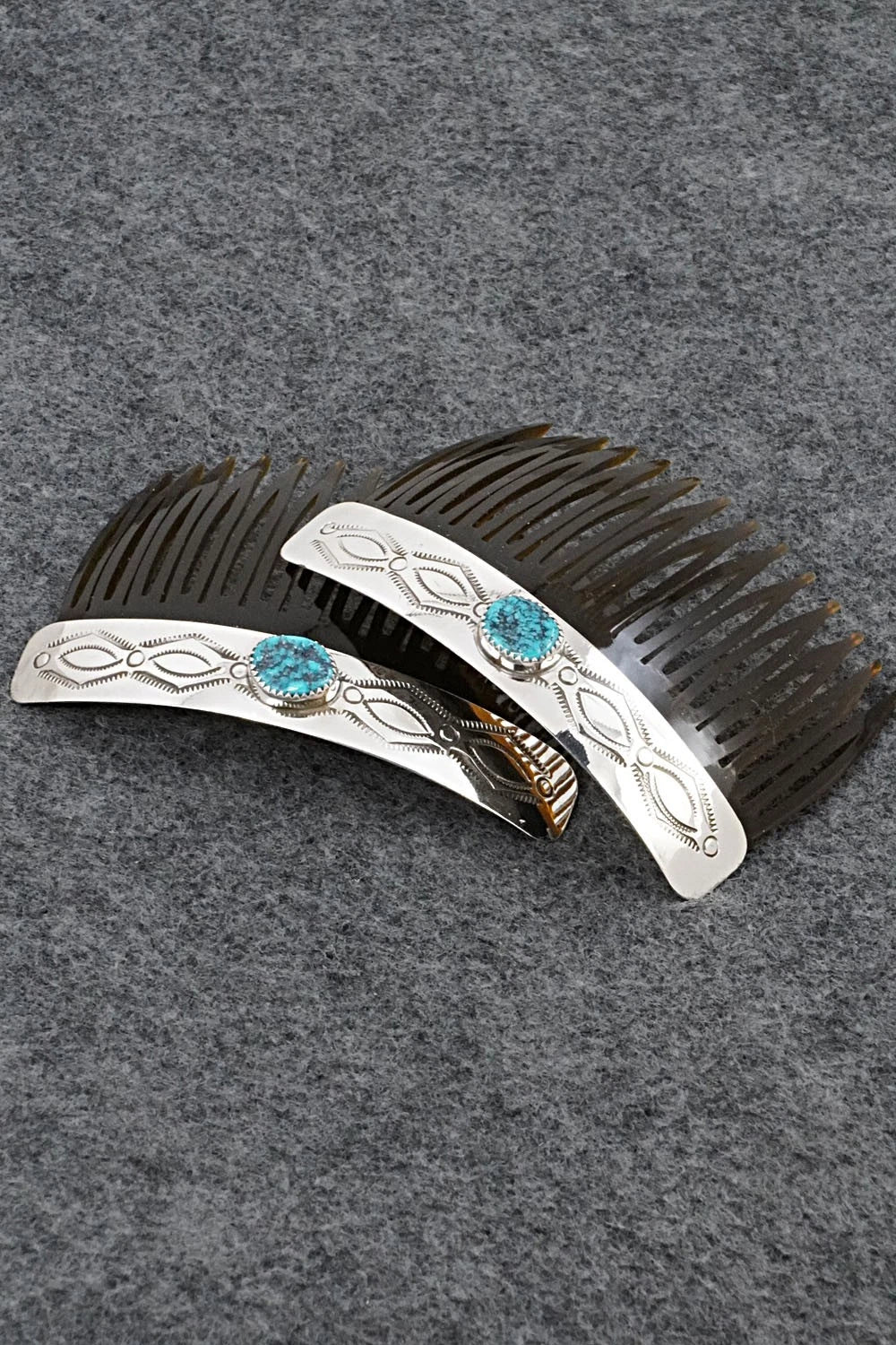 Turquoise & Sterling Silver Hair Combs - Joann Silver