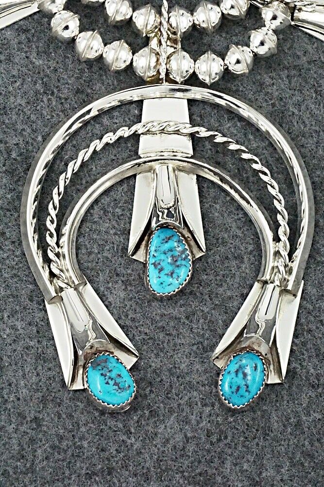 Turquoise & Sterling Silver Squash Blossom Set - Louise Yazzie