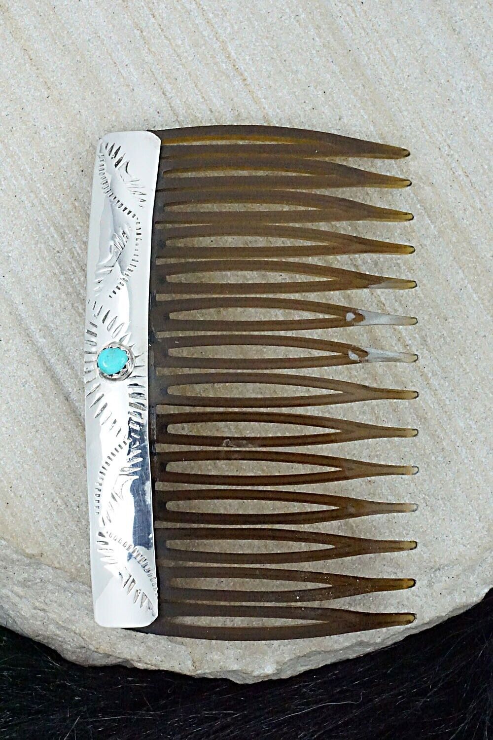 Turquoise & Sterling Silver Hair Combs - Randall Dalgai