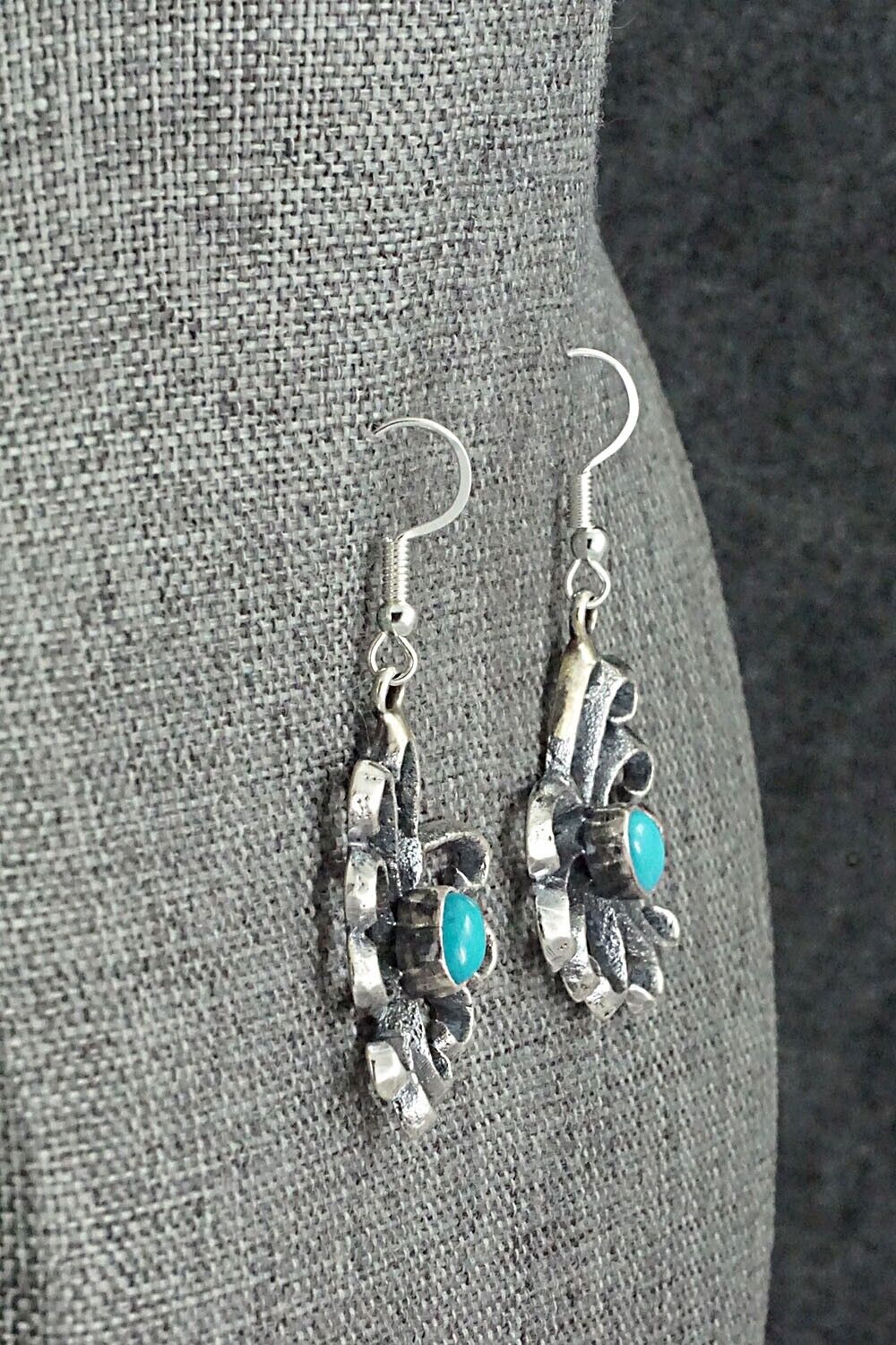 Turquoise and Sterling Silver Earrings - Mekechto Jim