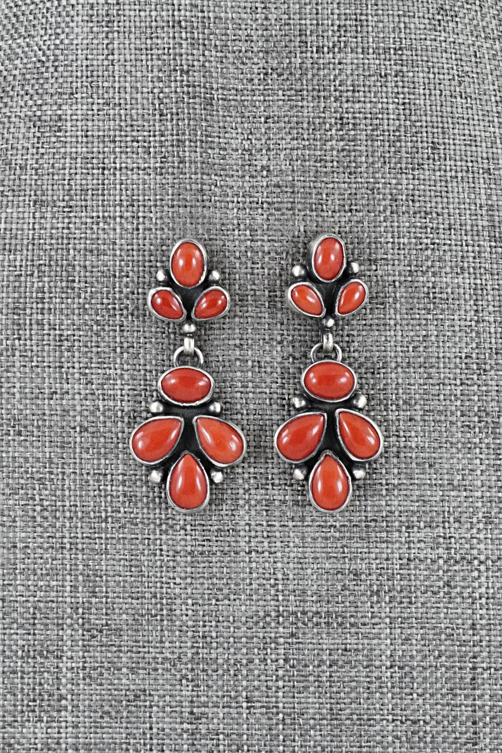 Coral & Sterling Silver Earrings - Angela Martin