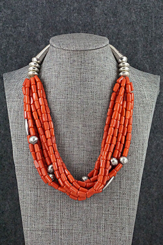 Coral & Sterling Silver Necklace - Isabelle John