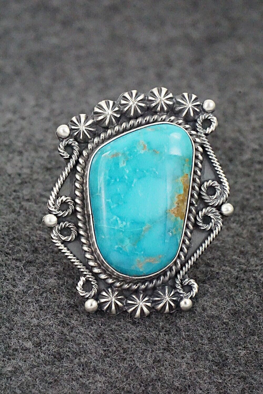 Turquoise & Sterling Silver Ring - Raymond Delgarito - Size 7.5