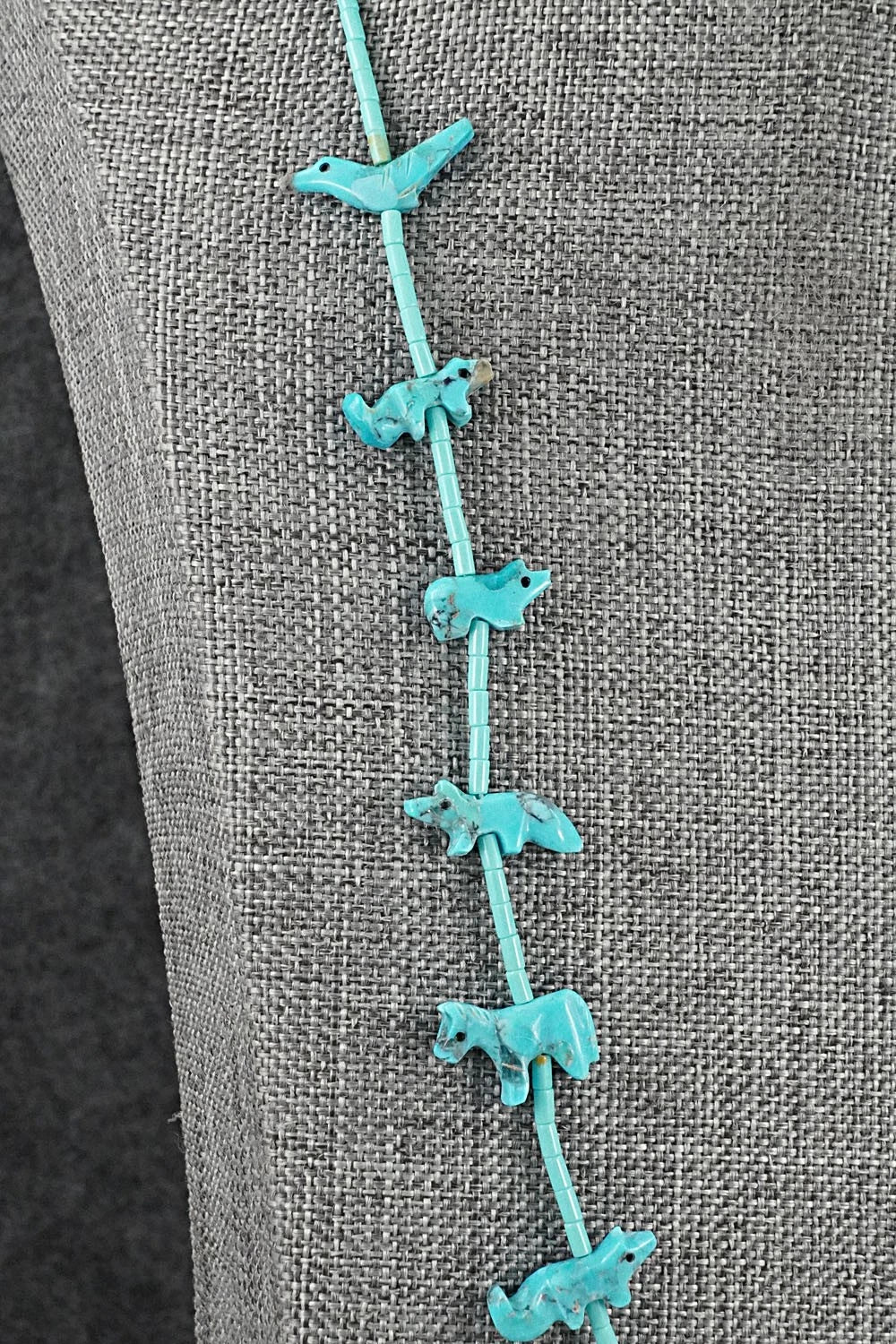Turquoise Fetish Carving & Sterling Silver Necklace - Hector Goodluck