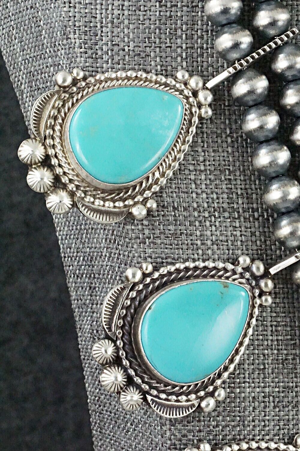 Turquoise & Sterling Silver Squash Blossom Set - Tom Lewis