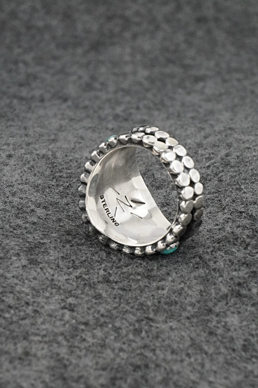 Turquoise & Sterling Silver Ring - Kenny Lonjose - Size 8.5