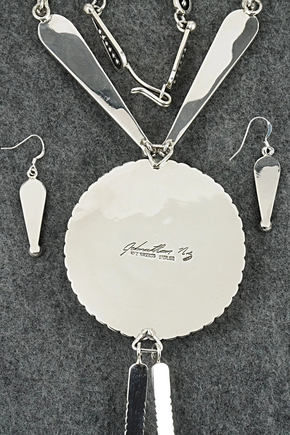 Turquoise & Sterling Silver Necklace and Earrings Set - Jonathan Nez