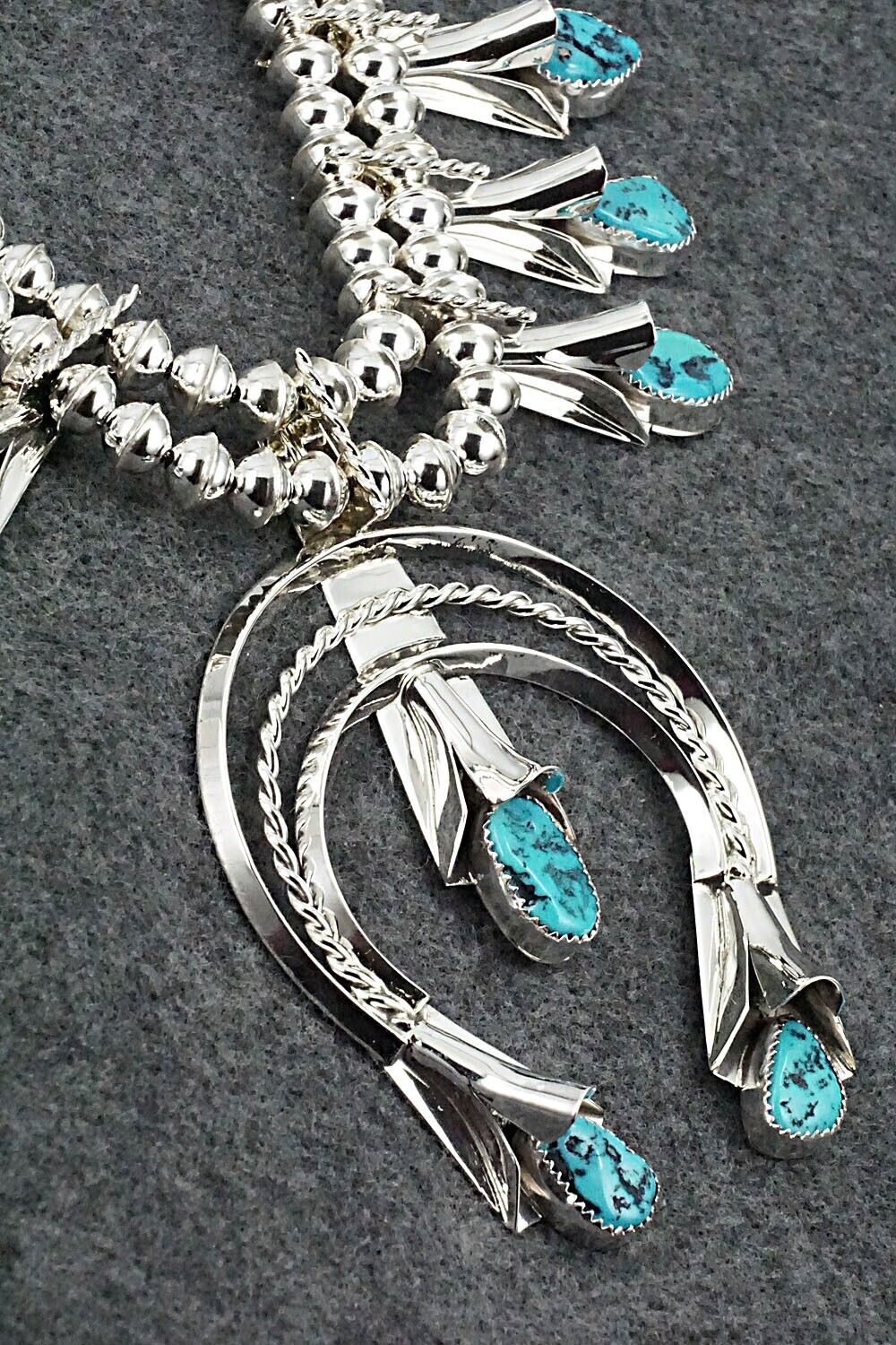 Turquoise & Sterling Silver Squash Blossom Set - Louise Yazzie