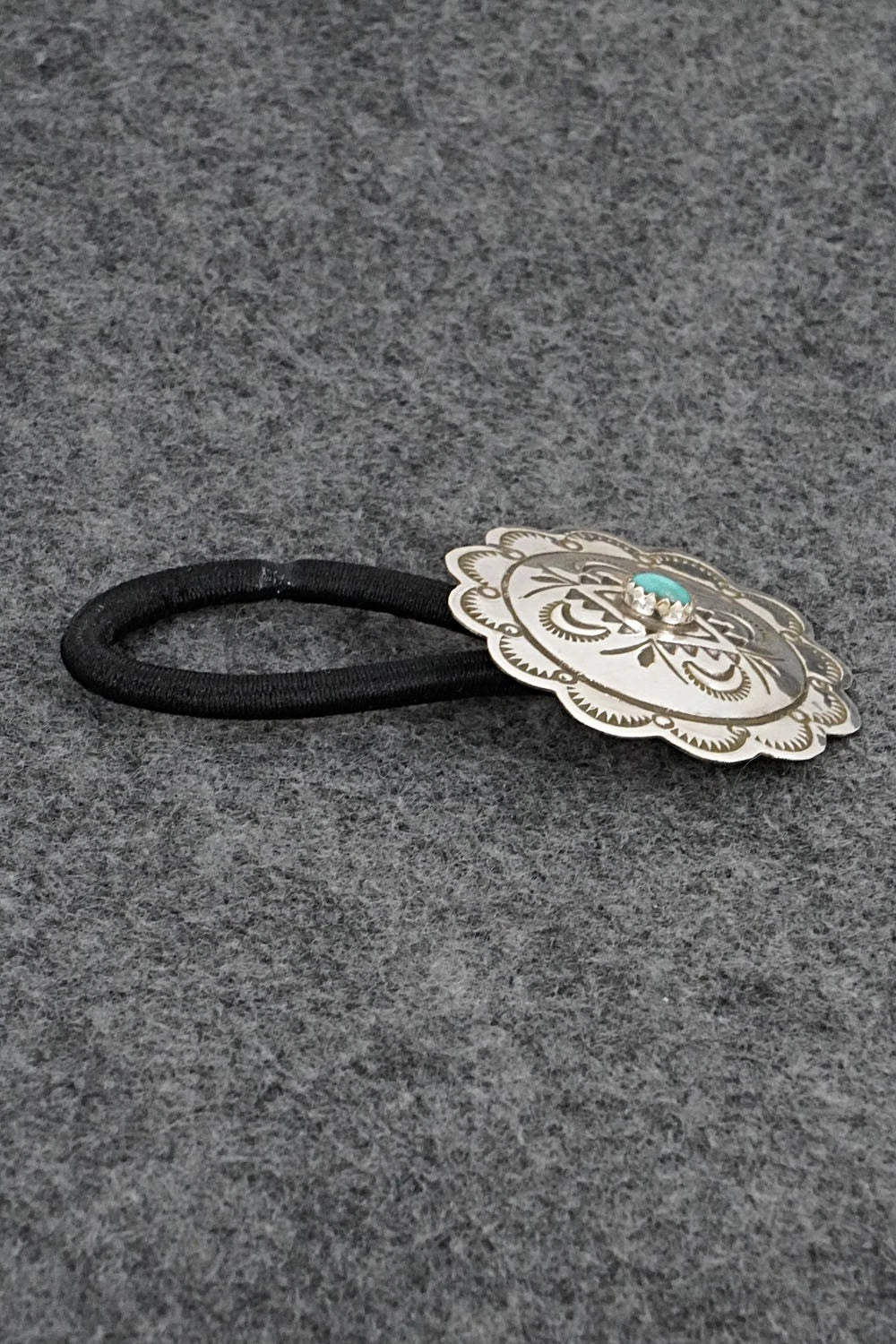Turquoise & Sterling Silver Hair Tie - Bertha Begay