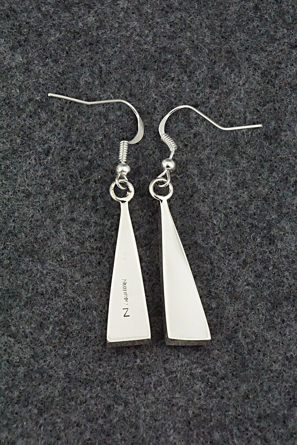Spiny Oyster & Sterling Silver Inlay Earrings - Marilyn Yazzie