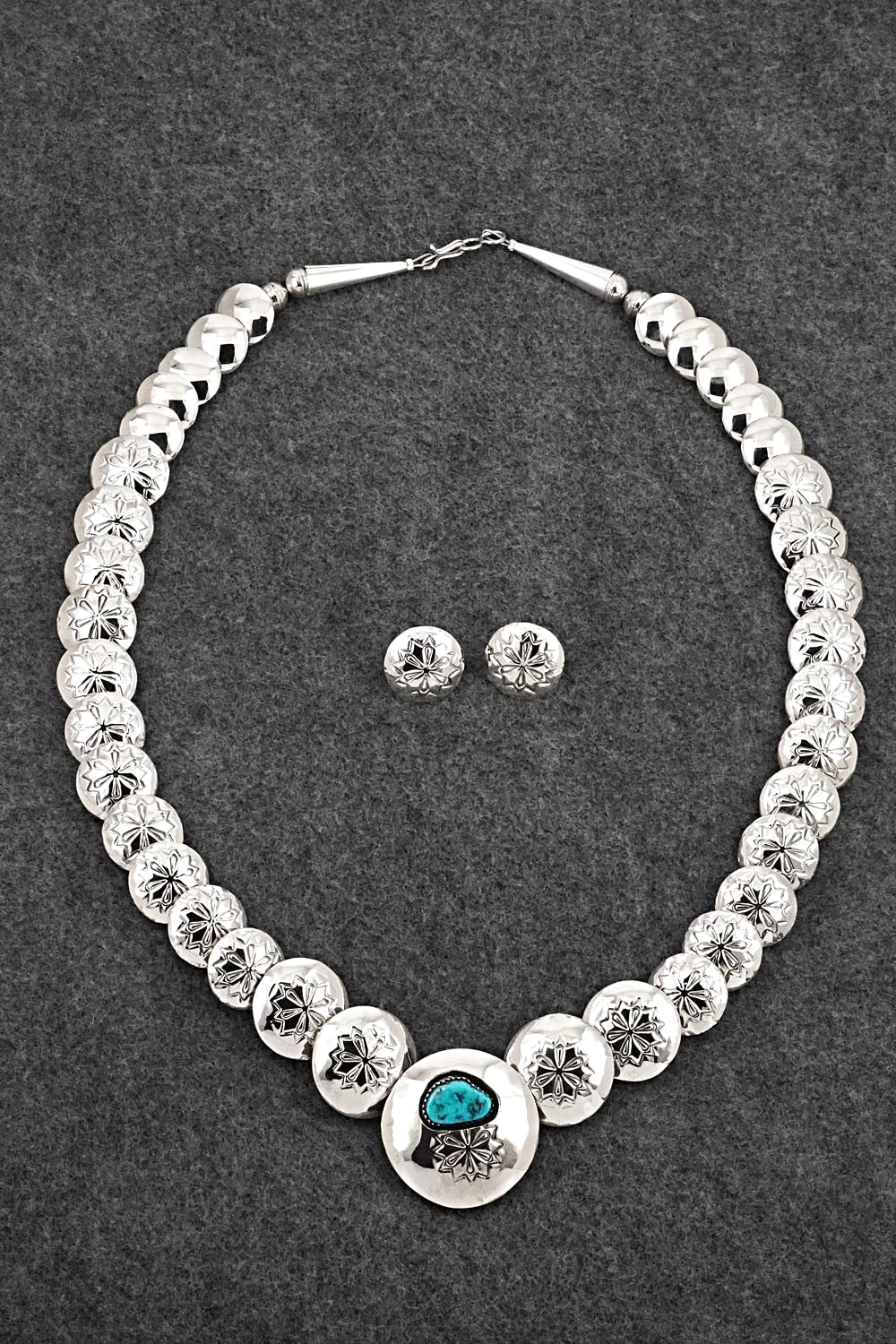 Turquoise & Sterling Silver Necklace and Earrings Set - Tim Thompson