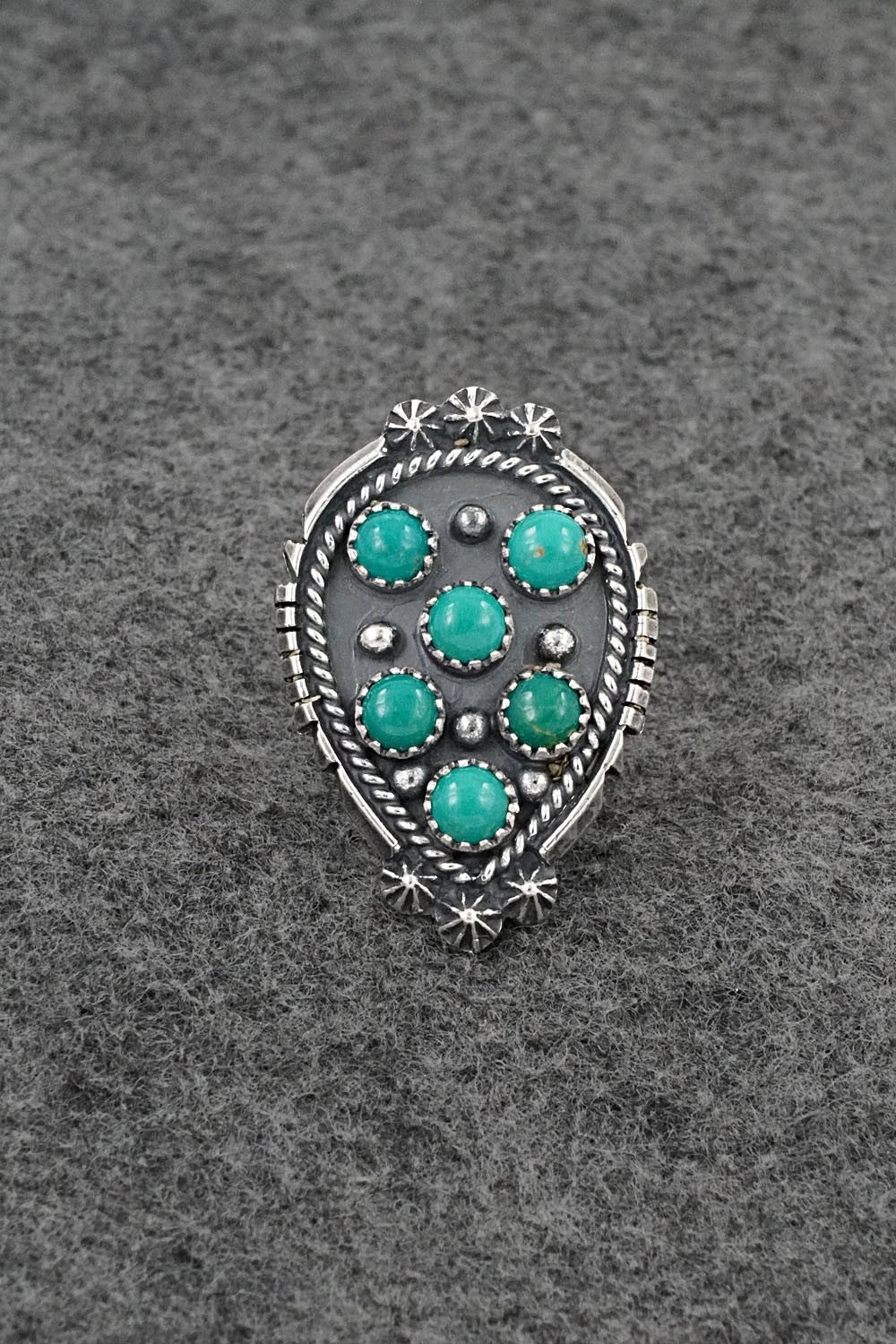 Turquoise & Sterling Silver Ring - Kenny Lonjose - Size 8.5