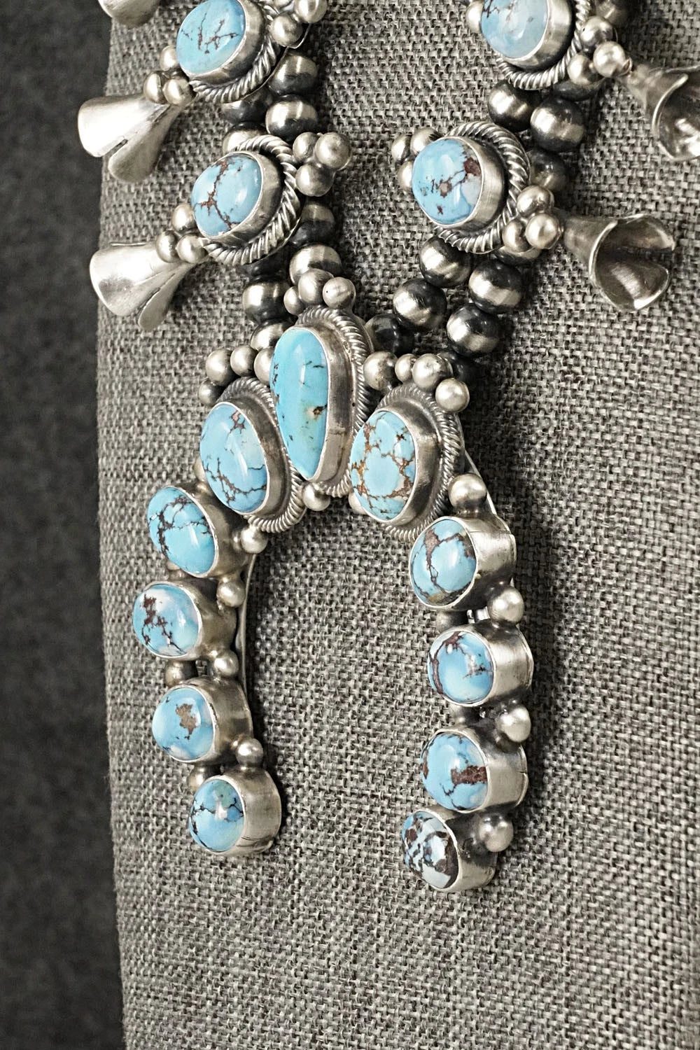 Turquoise & Sterling Silver Squash Blossom Set - Paul Livingston