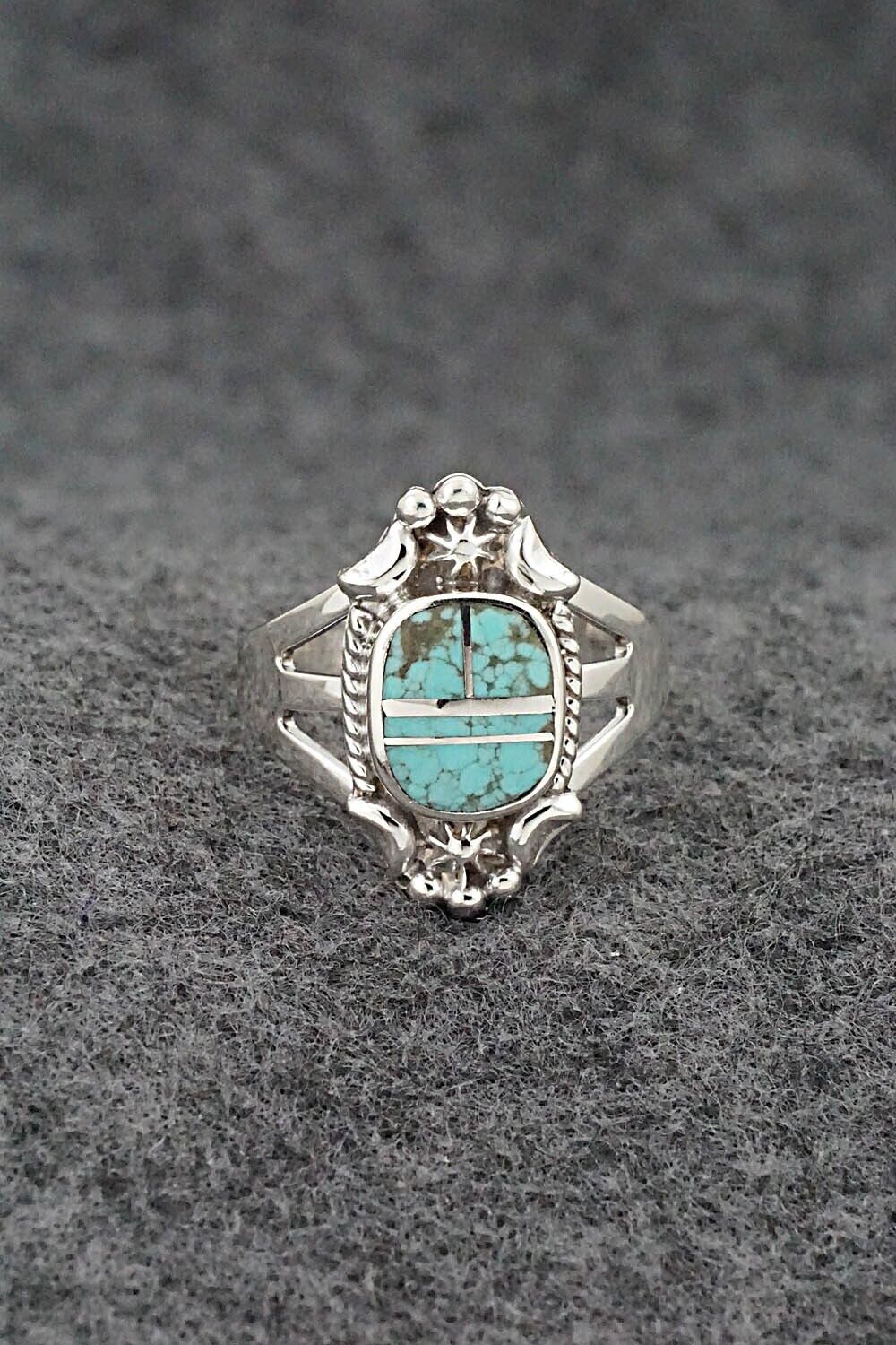 Turquoise & Sterling Silver Inlay Ring - James Manygoats - Size 9