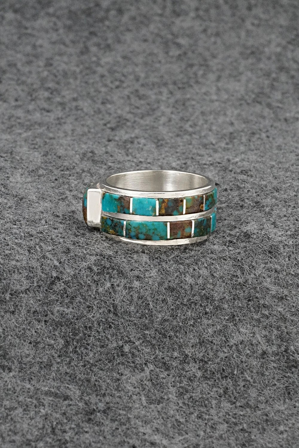 Turquoise, Coral & Sterling Silver Ring - Darlene Noble - Size 11