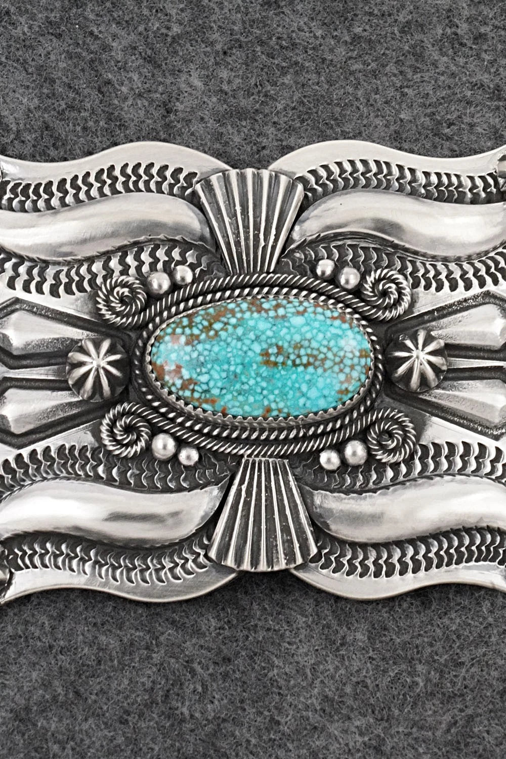 Turquoise & Sterling Silver Belt Buckle - Delbert Gordon