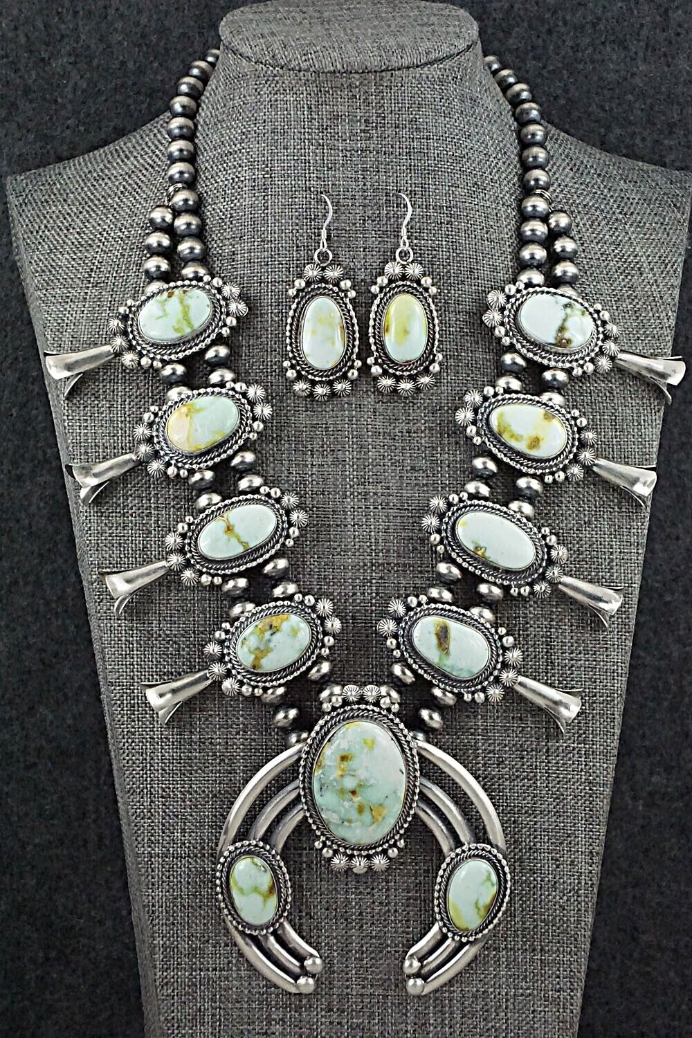 Variscite & Sterling Silver Squash Blossom Set - Tom Lewis