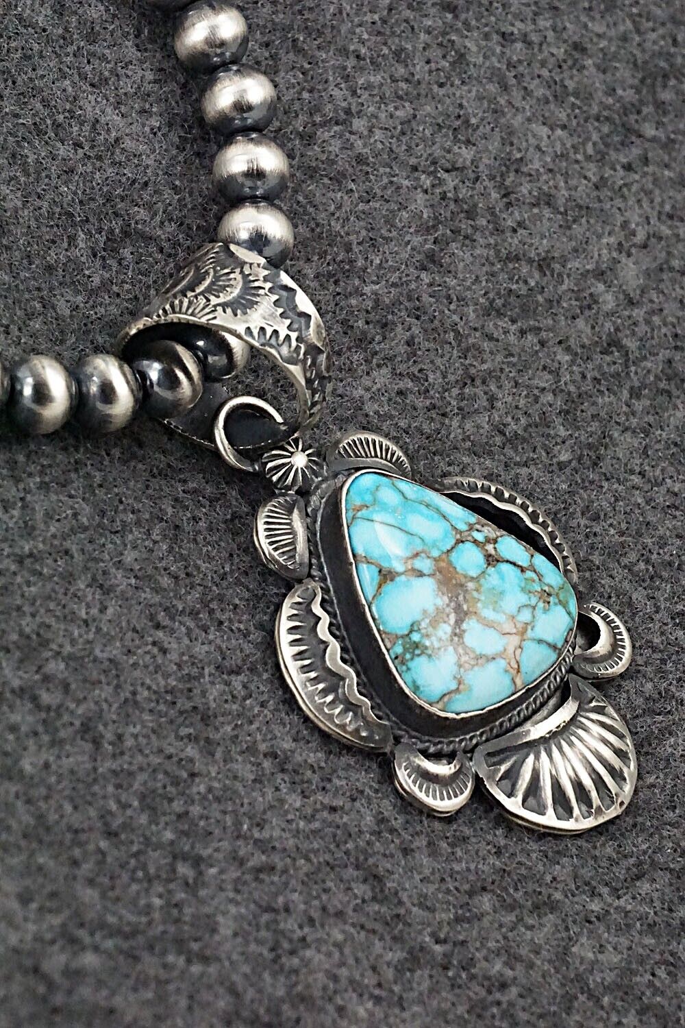 Turquoise and Sterling Silver Necklace - Gilbert Tom