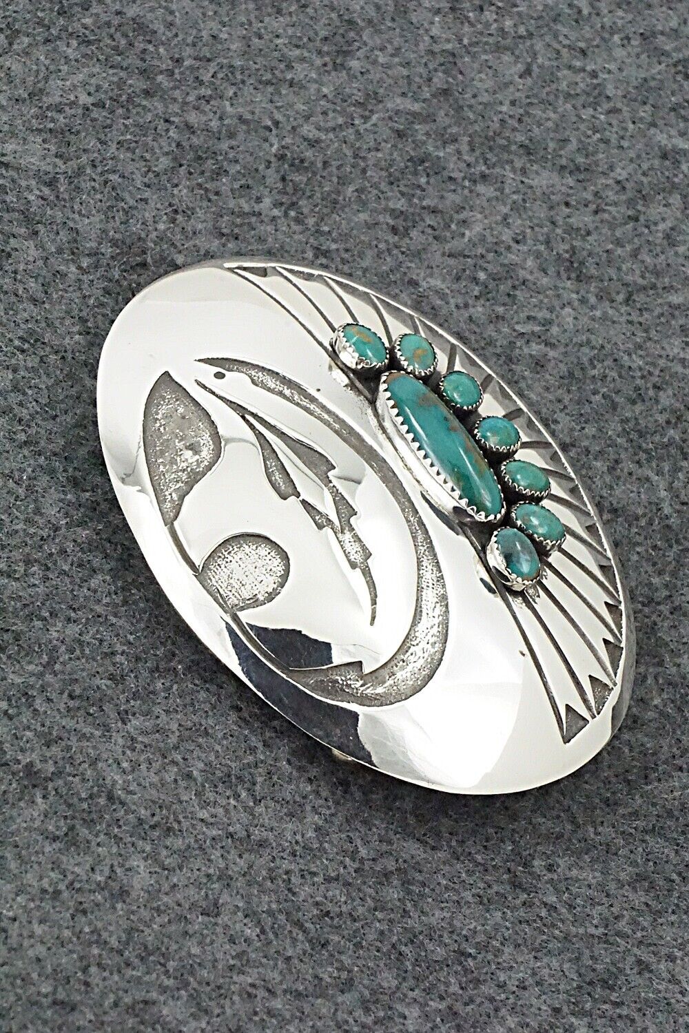 Turquoise & Sterling Silver Belt Buckle - Rick Martinez