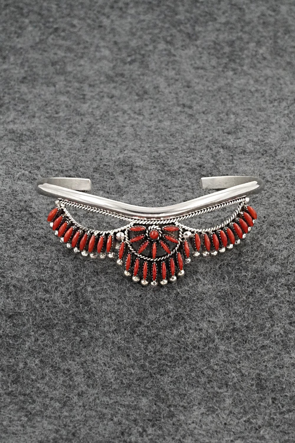 Coral & Sterling Silver Bracelet - Stewart Nakatewa