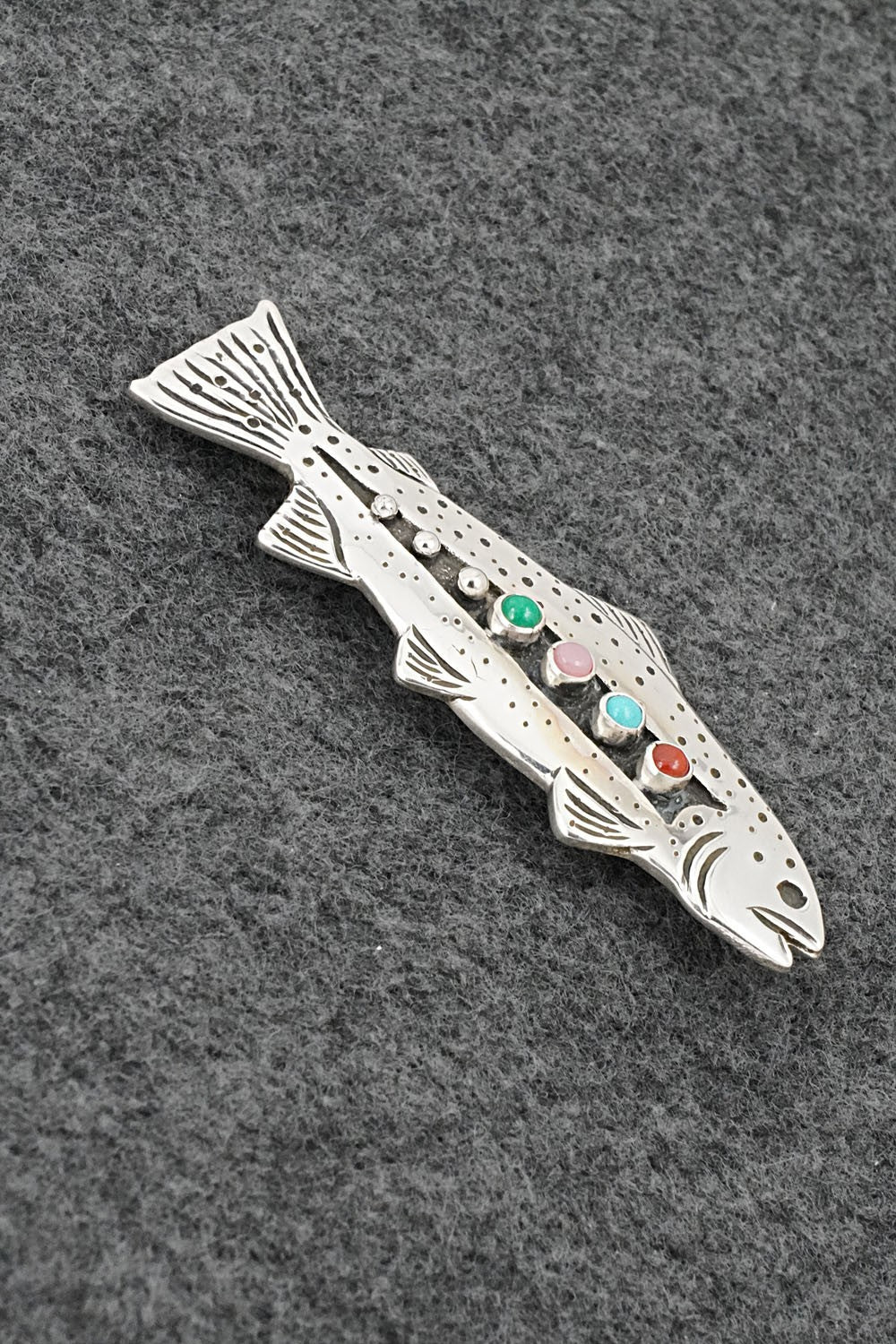 Multi-Stone & Sterling Silver Pendant/Pin - Lee Charlie