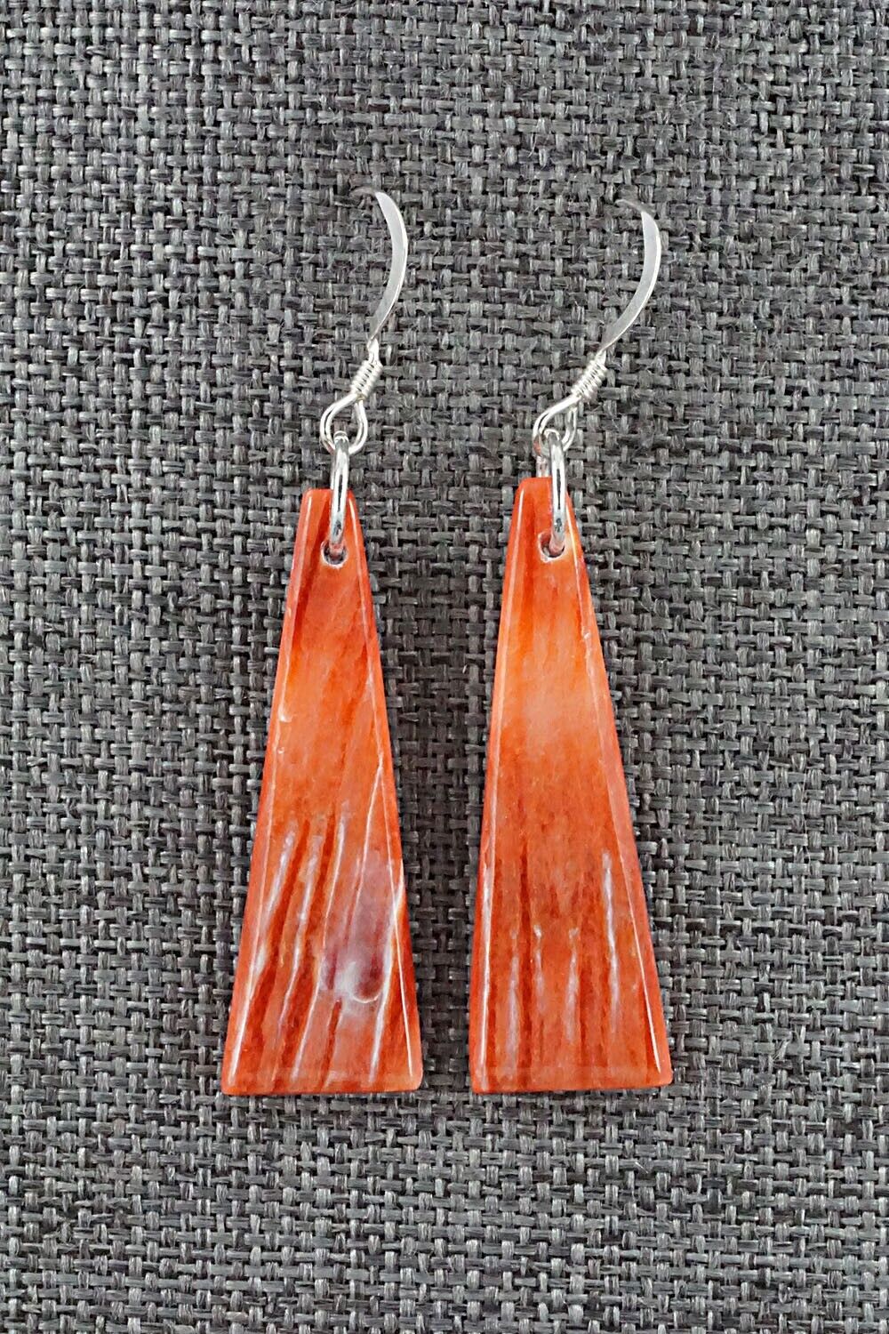 Spiny Oyster & Sterling Silver Earrings - Louise Pete
