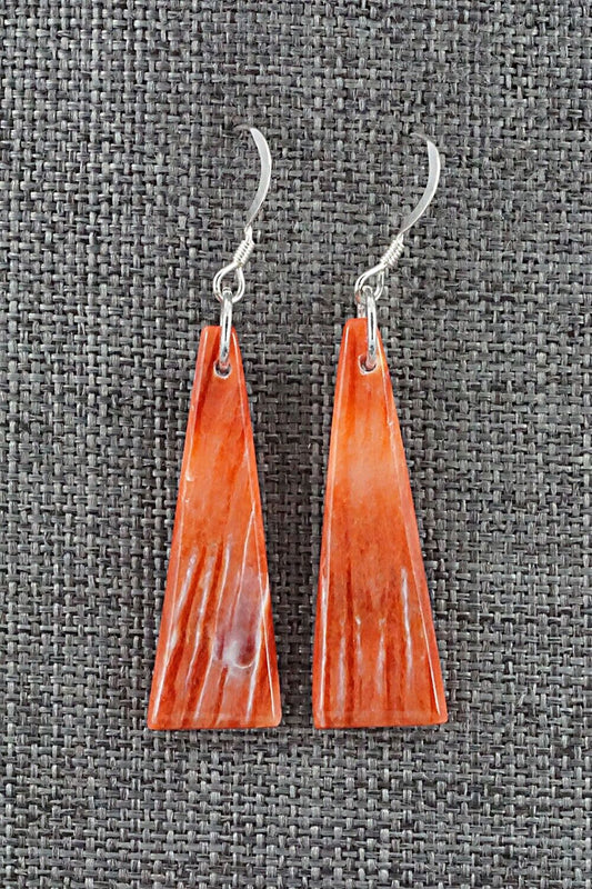 Spiny Oyster & Sterling Silver Earrings - Louise Pete