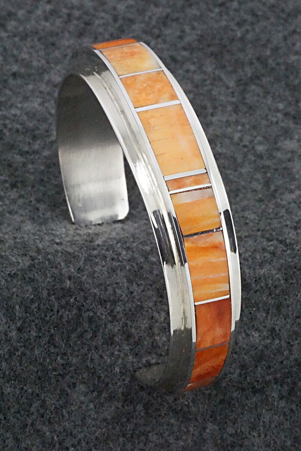 Spiny Oyster & Sterling Silver Inlay Bracelet - Harold Smith