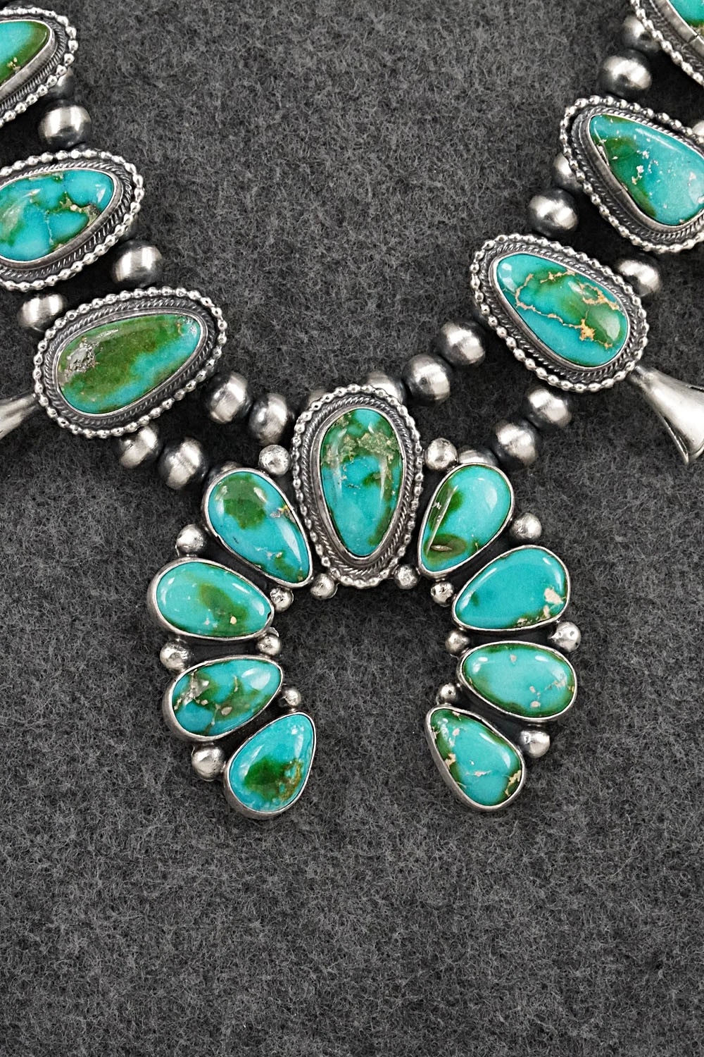 Turquoise & Sterling Silver Squash Blossom Set - Darrin Livingston