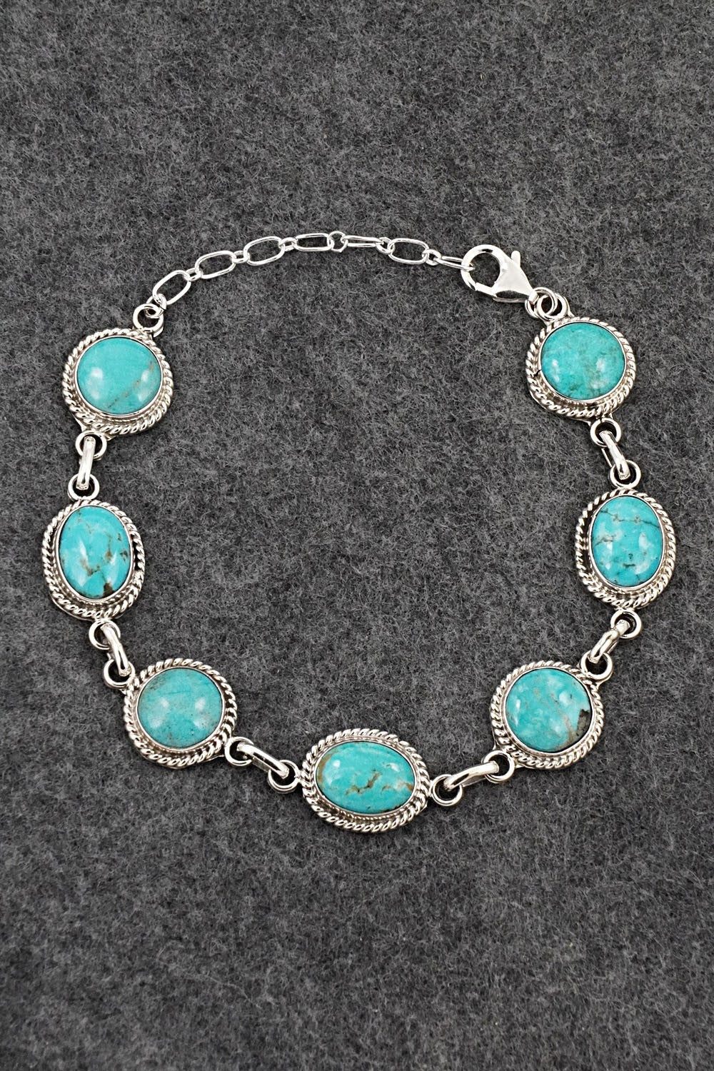 Turquoise & Sterling Silver Link Bracelet - Arlene Lewis