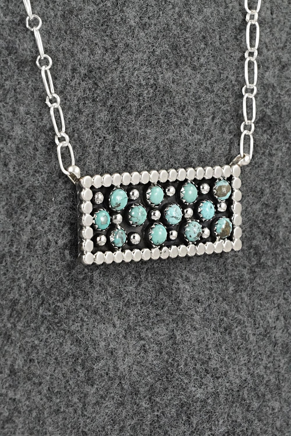Turquoise & Sterling Silver Necklace - Kenny Lonjose
