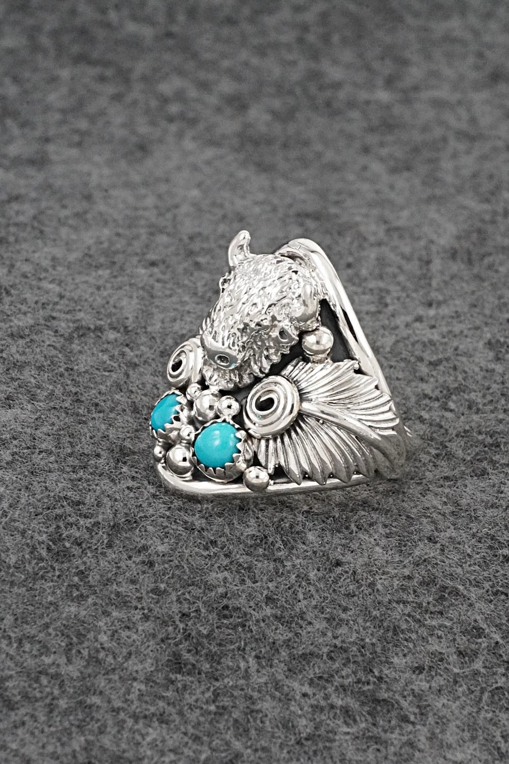 Turquoise & Sterling Silver Ring - Darrell Morgan - Size 11.5
