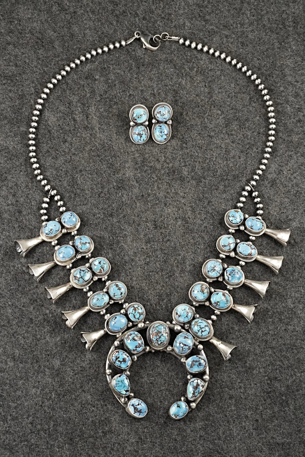 Turquoise & Sterling Silver Squash Blossom Set - Darrin Livingston