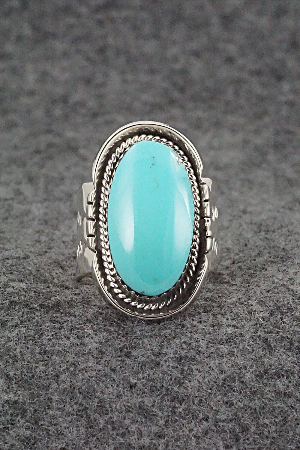 Turquoise & Sterling Silver Ring - Sheena Jack - Size 7.5