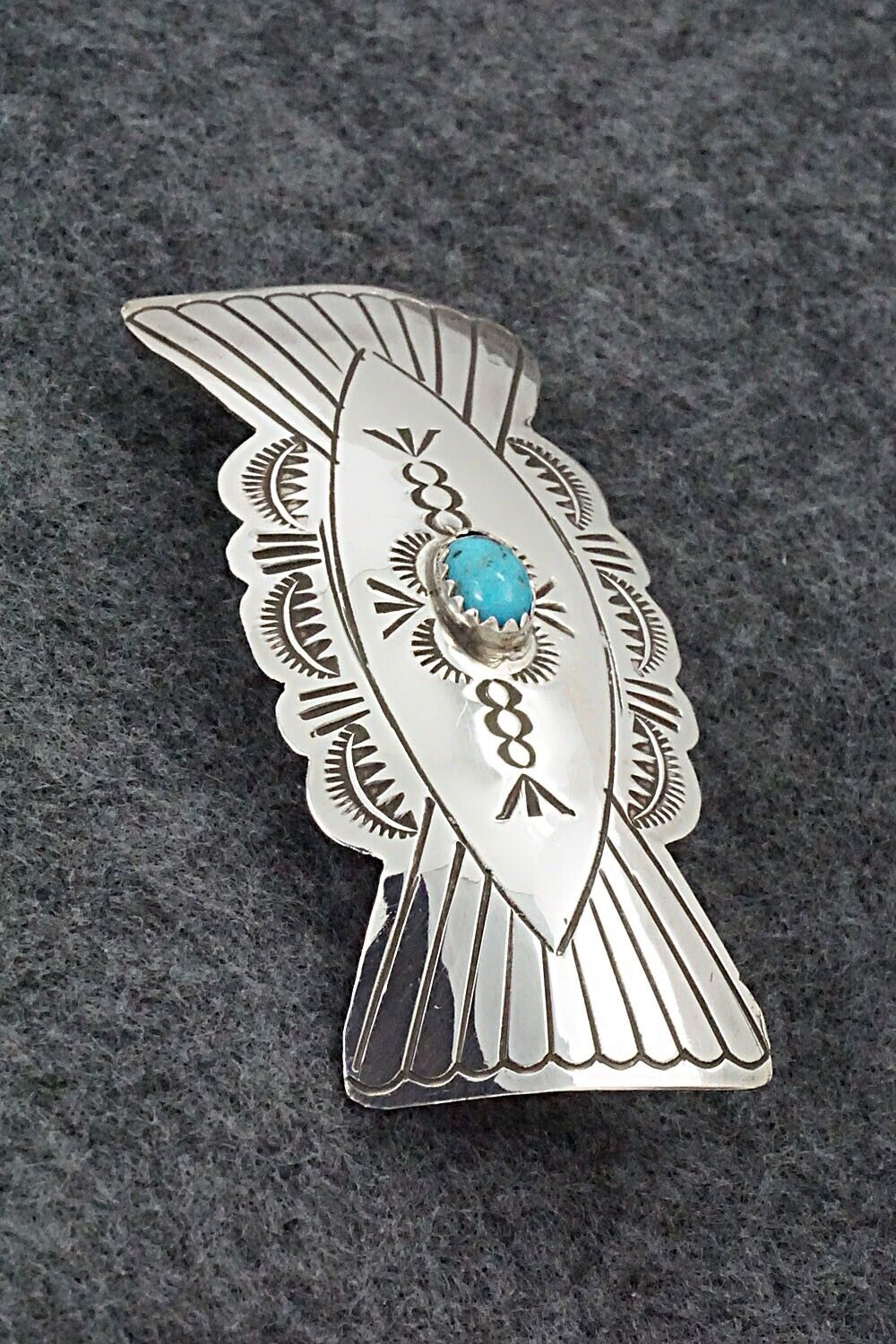 Turquoise & Sterling Silver Hair Barrette - Arlene Soce