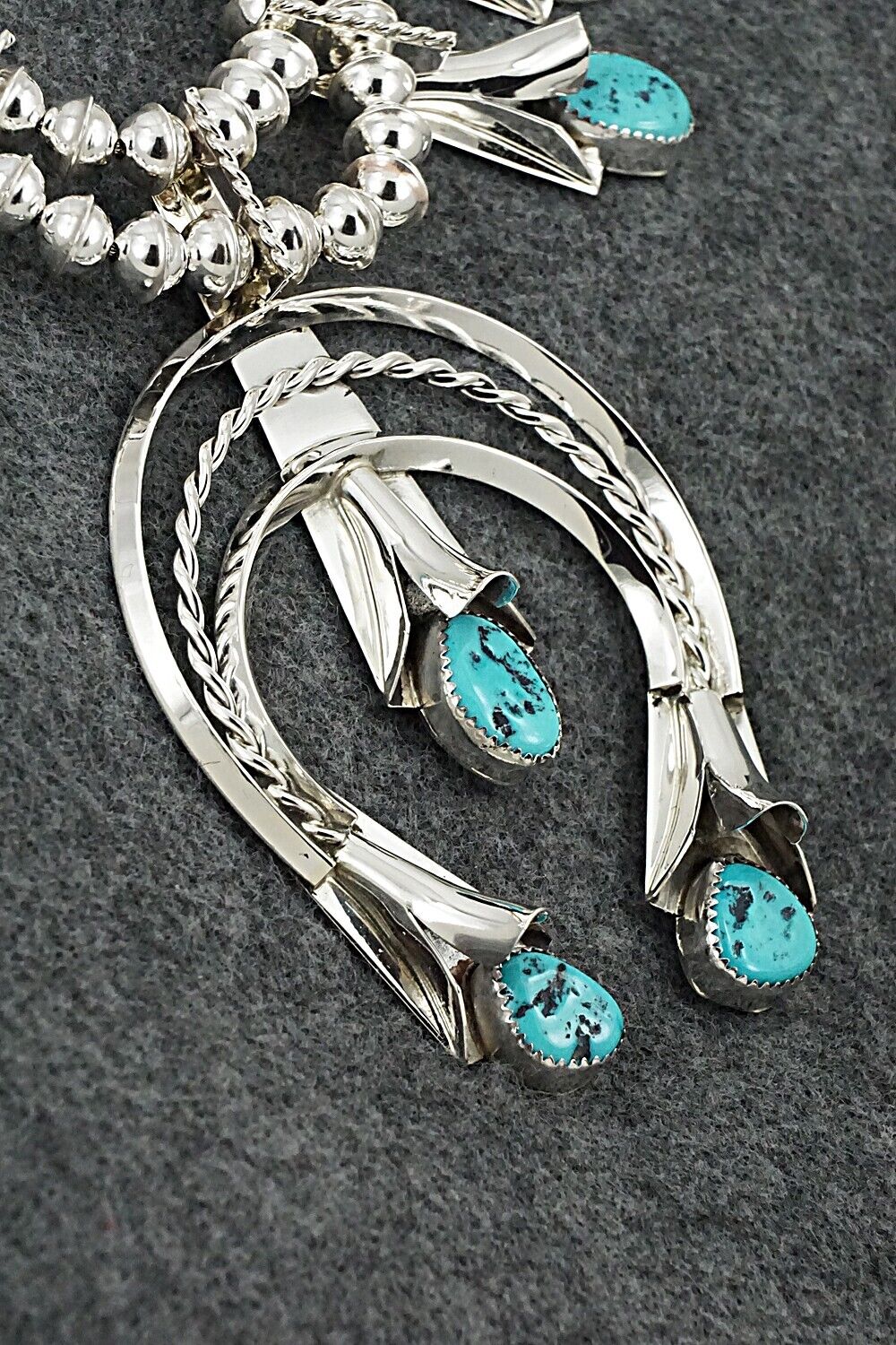 Turquoise & Sterling Silver Squash Blossom Set - Louise Yazzie
