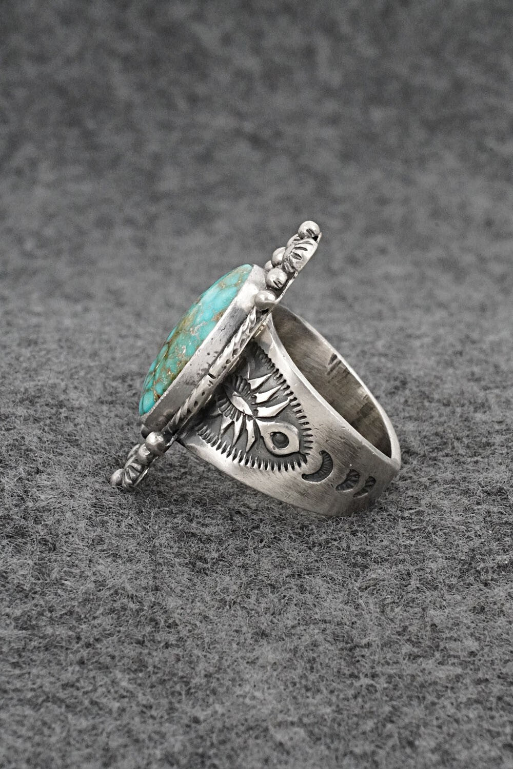 Turquoise & Sterling Silver Ring - Samuel Yellowhair - Size 7