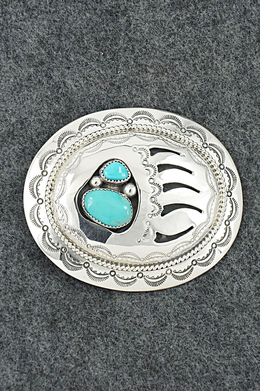 Turquoise & Sterling Silver Belt Buckle - Wilbert Muskett Sr.