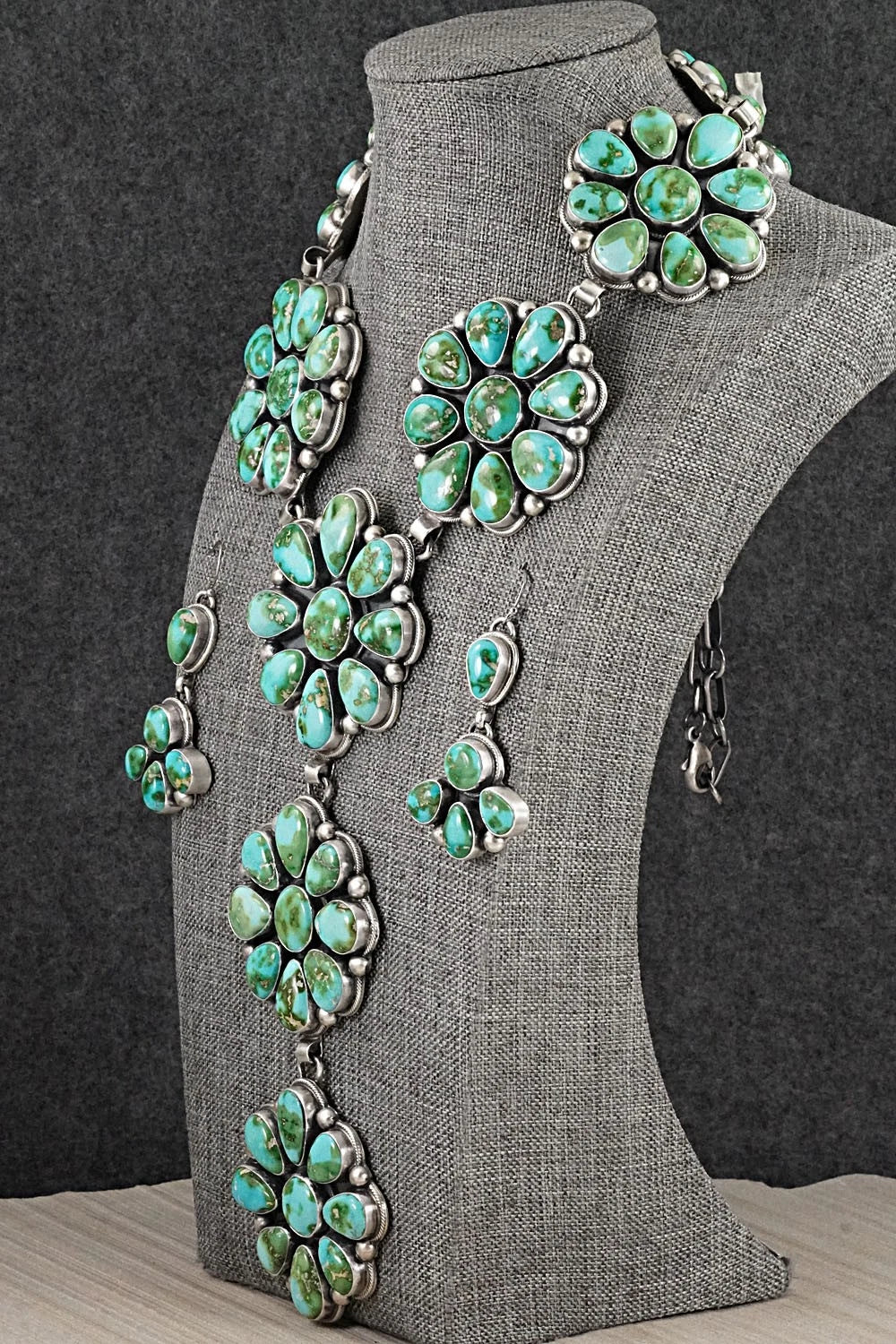 Turquoise & Sterling Silver Necklace and Earrings Set - Kathleen Livingston