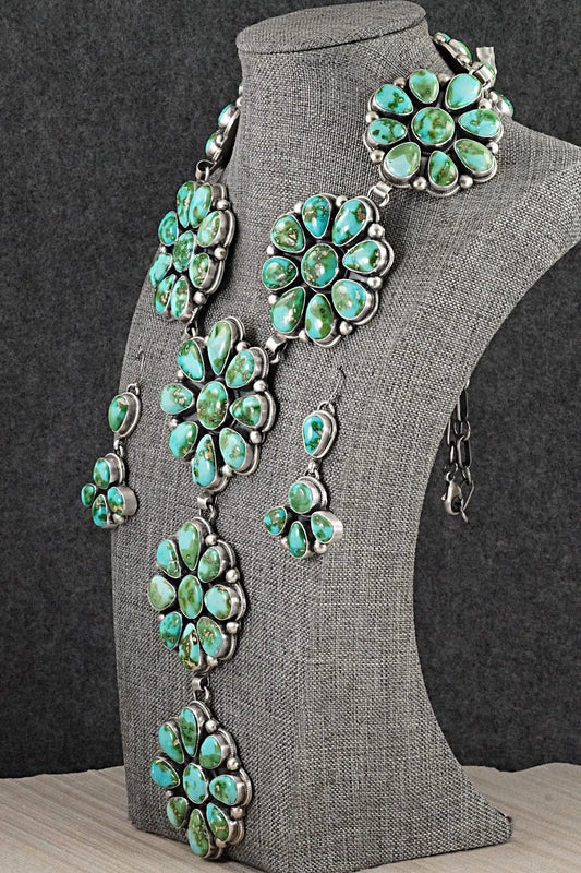 Turquoise & Sterling Silver Necklace and Earrings Set - Kathleen Livingston
