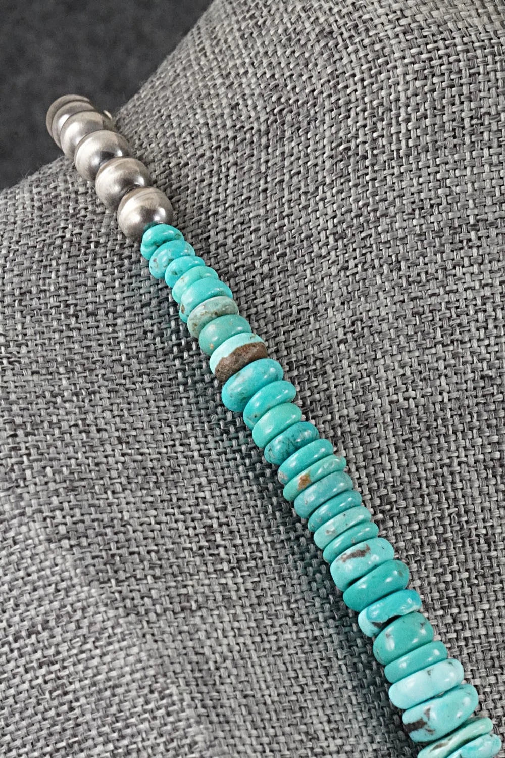 Turquoise & Sterling Silver Necklace 22" - Doreen Jake