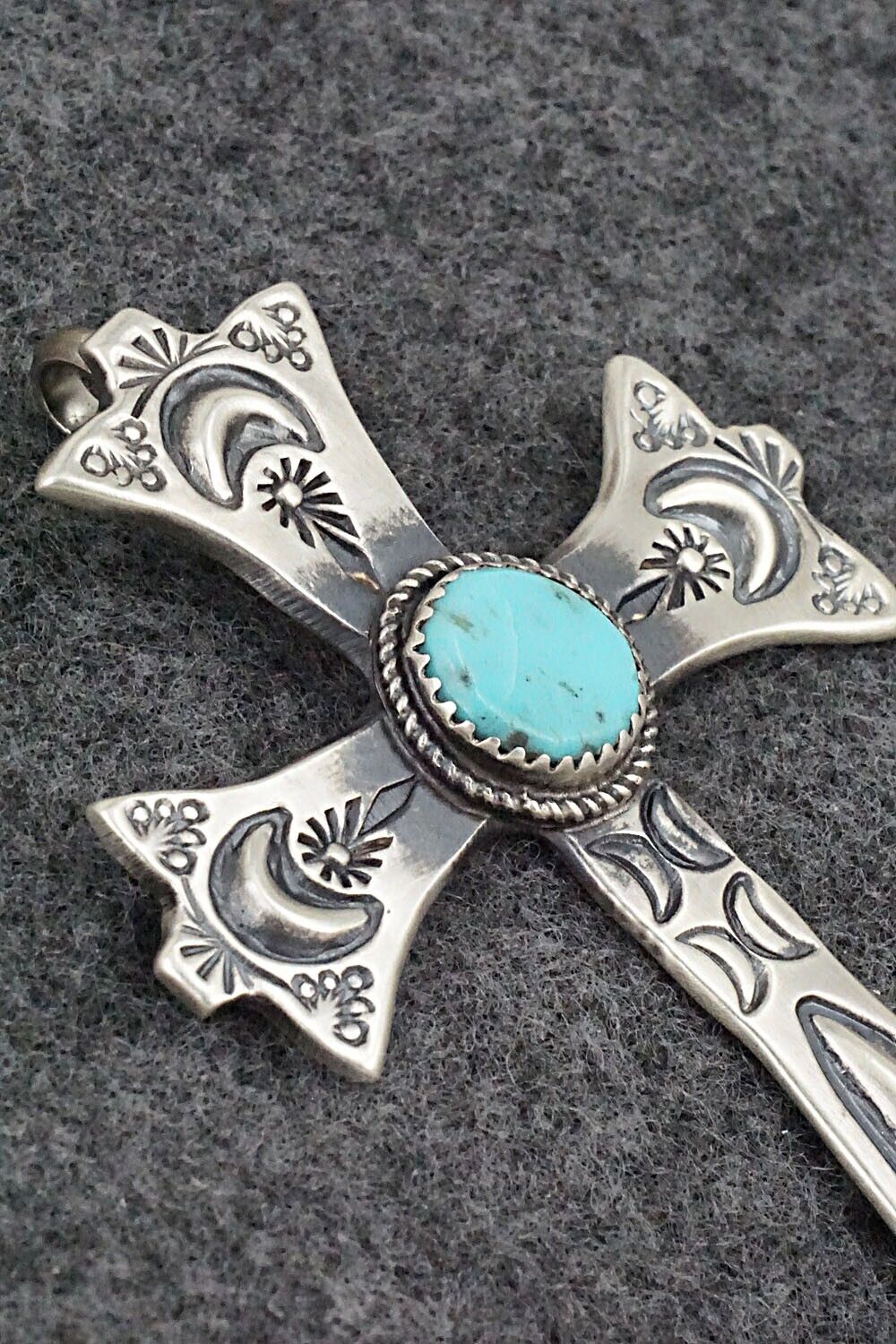 Turquoise and Sterling Silver Pendant - Valerie Cayantineto