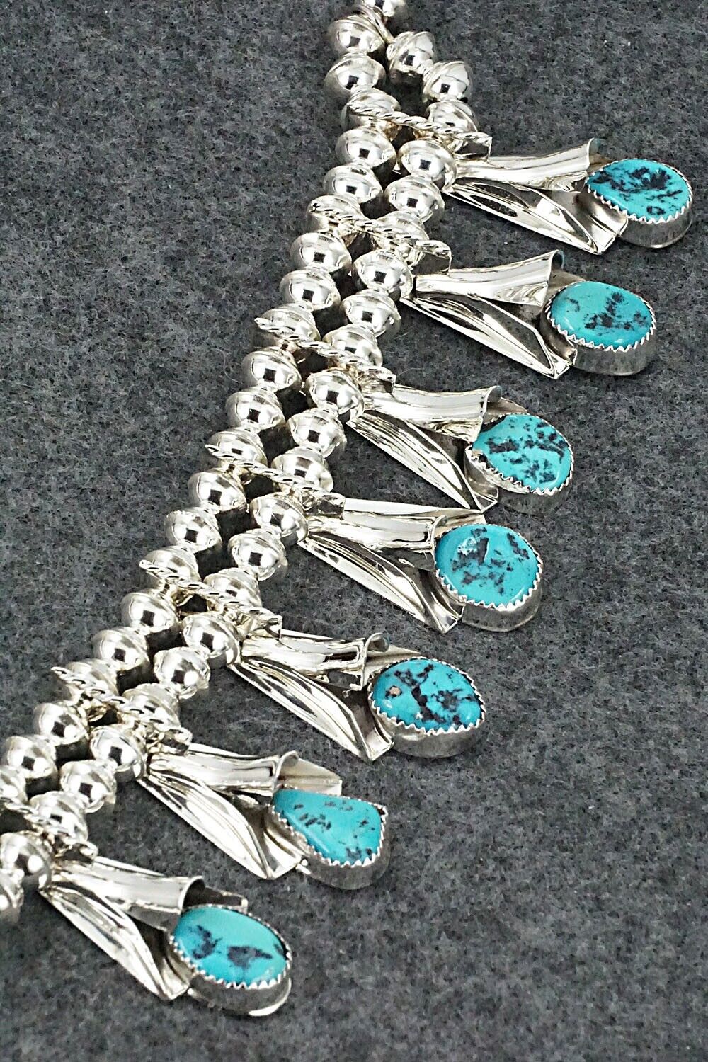 Turquoise & Sterling Silver Squash Blossom Set - Louise Yazzie