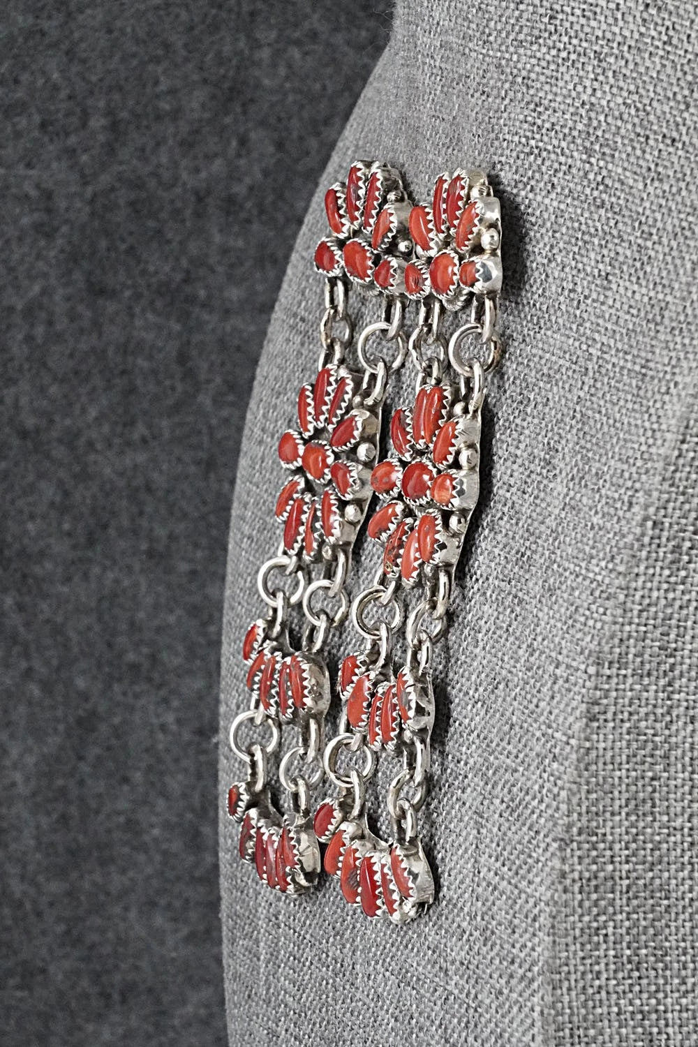 Coral & Sterling Silver Earrings - Justina Wilson
