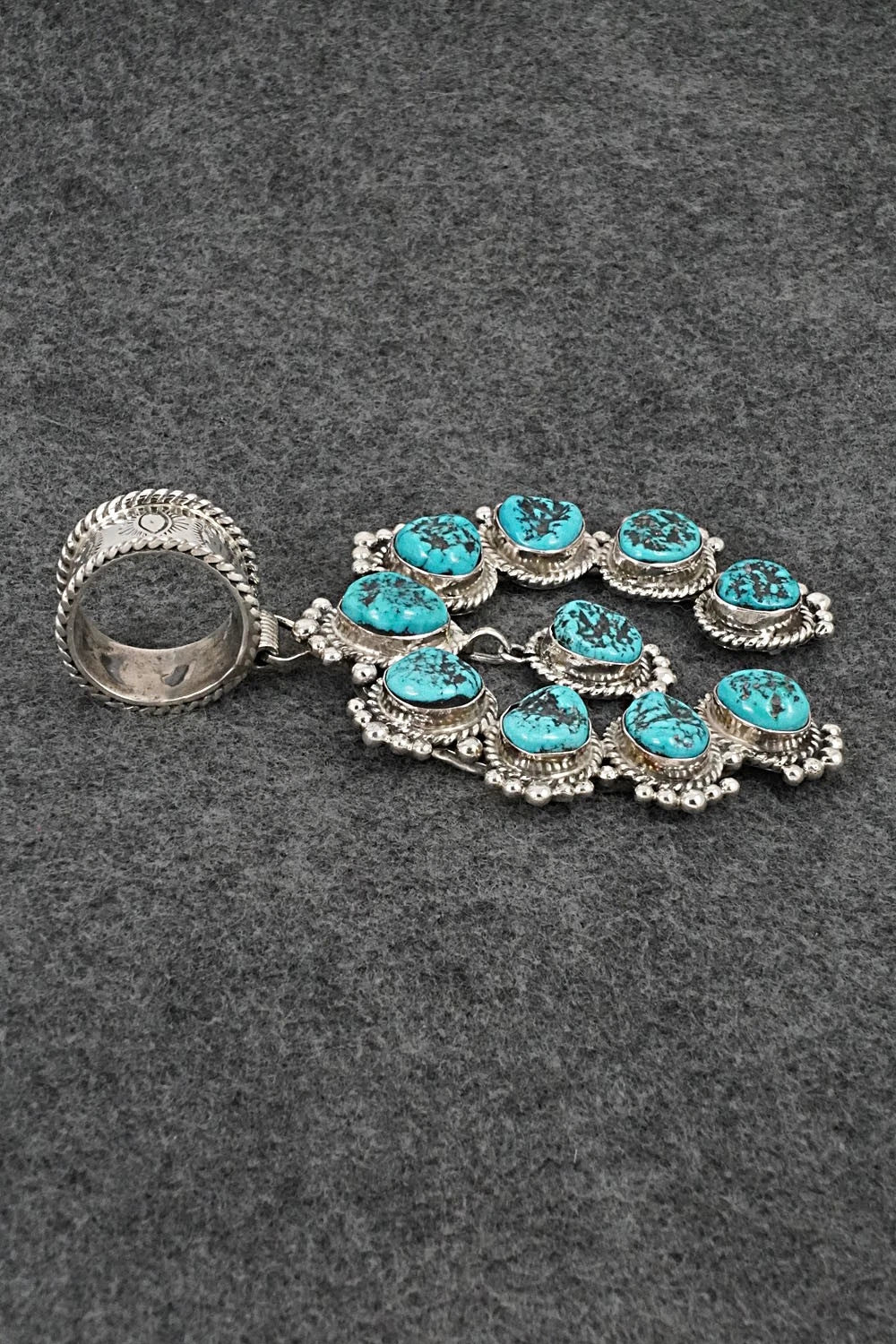 Turquoise and Sterling Silver Naja Pendant - Vernon Johnson