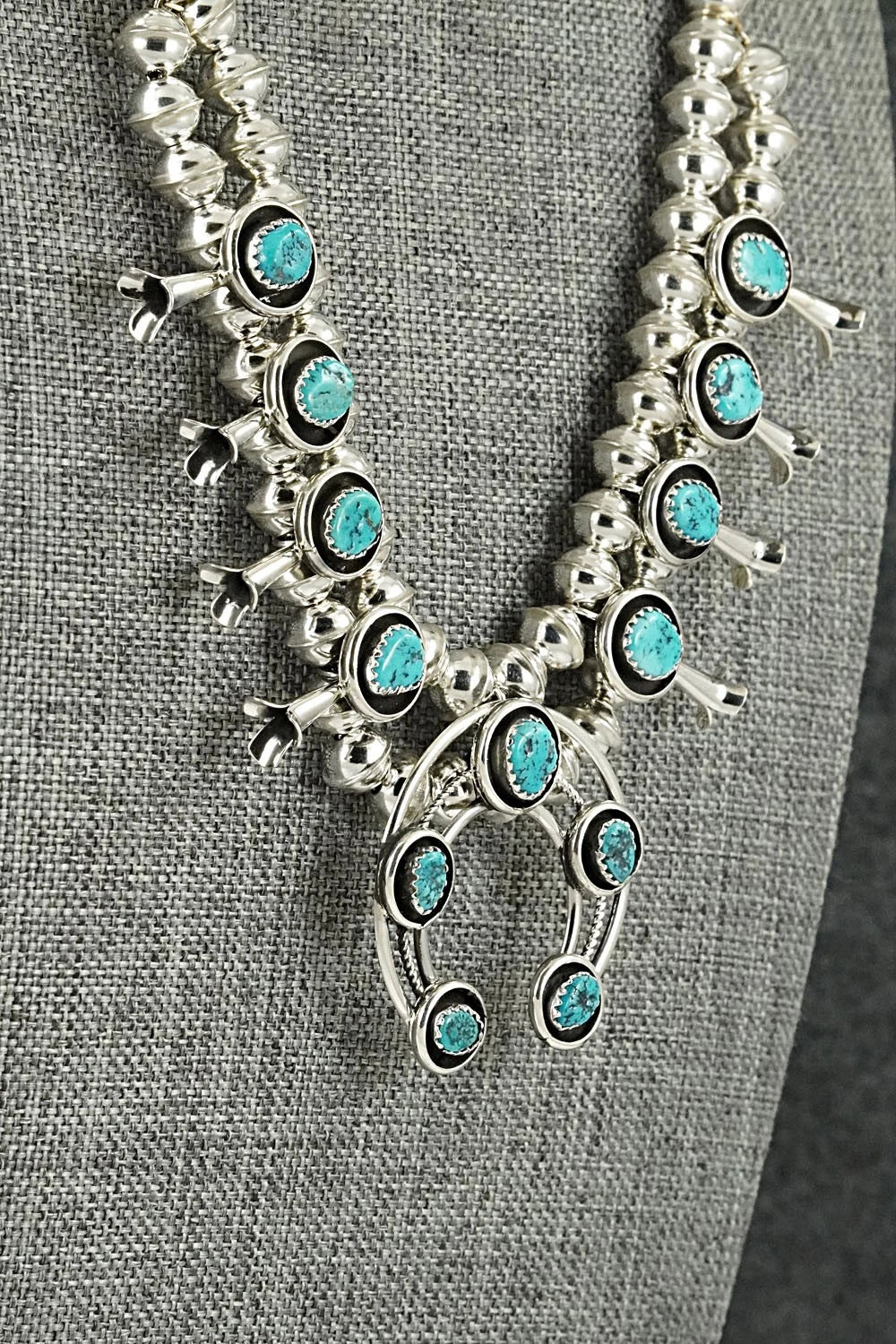 Turquoise & Sterling Silver Squash Blossom Set - Phil Garcia