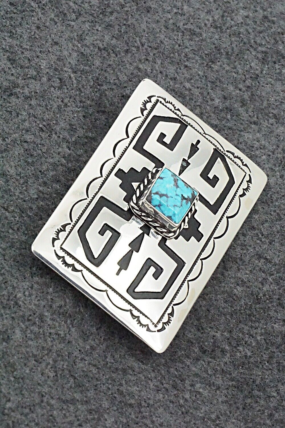 Turquoise & Sterling Silver Belt Buckle - Rosita Singer