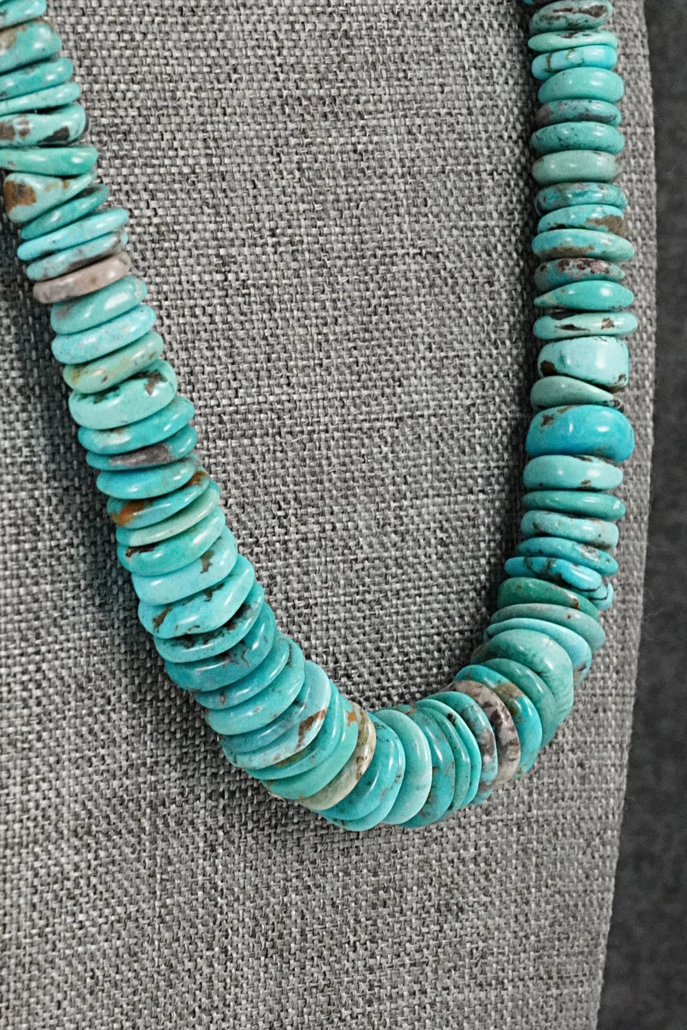 Turquoise & Sterling Silver Necklace 22" - Doreen Jake