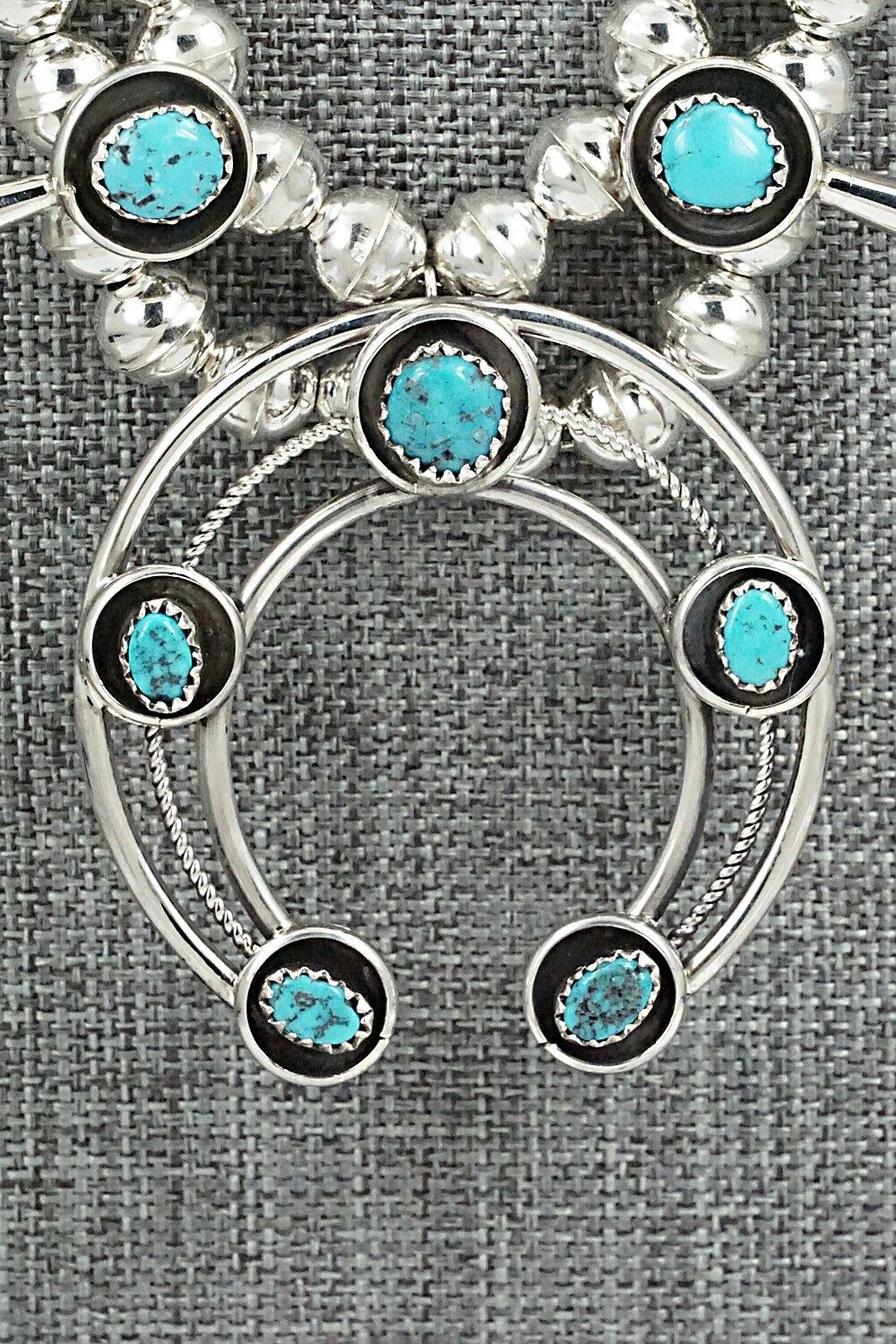 Turquoise & Sterling Silver Squash Blossom Set - Phil Garcia